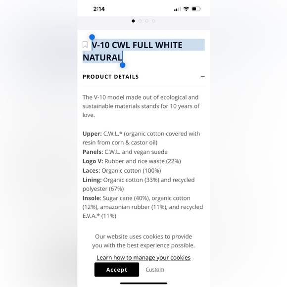 V-10 CWL FULL WHITE NATURAL Women’s size 6 - Picture 13 of 14